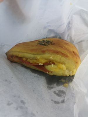 Cheese and ham toastied brioche at The Green Kitchen in Newport