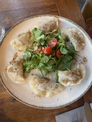 Non-meat pierogi  at Szklarnia Warszawa in Warsaw