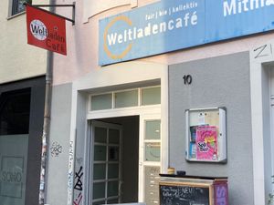 Main entrance at Weltladen Cafè in Gottingen