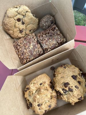 Chocolate chip cookie, chai energy ball and pecan pie bars   at Castle Antiques Cafe in Haliburton