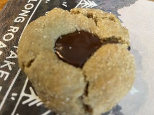 Peanut butter cookie with chocolate blossom   at Castle Antiques Cafe in Haliburton