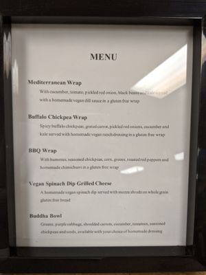 Menu as of August 2020. at Castle Antiques Cafe in Haliburton