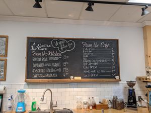 Chalkboard menu. at Castle Antiques Cafe in Haliburton