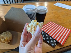 Vegan cheese and chive biscuit. at Castle Antiques Cafe in Haliburton