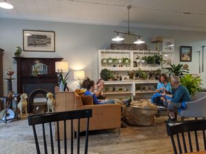 Seating area. at Castle Antiques Cafe in Haliburton
