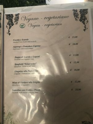  menu  at La Capannina in Capri