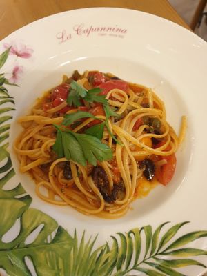 Linguine alla puttanesca €18.00 at La Capannina in Capri