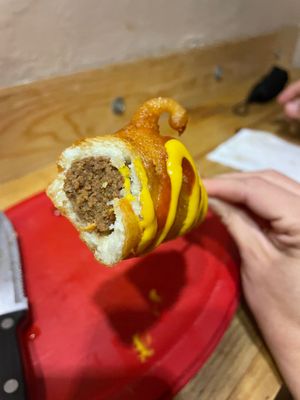 Banderilla/corn dog at El vegano urbano. in Guadalajara