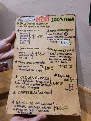 Menu at El vegano urbano. in Guadalajara