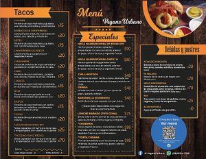 Menu at El vegano urbano. in Guadalajara