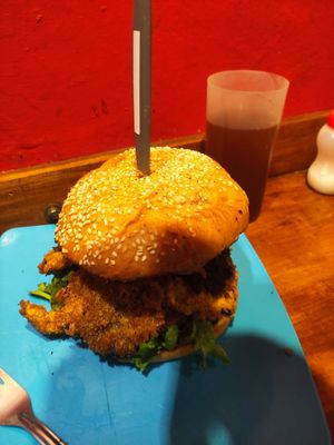 Burger at El vegano urbano. in Guadalajara