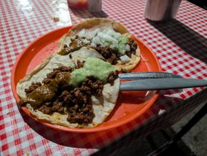 Pastor tacos at El vegano urbano. in Guadalajara