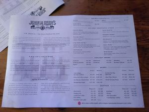 Drinks menu at J.M. Reidys in Killarney