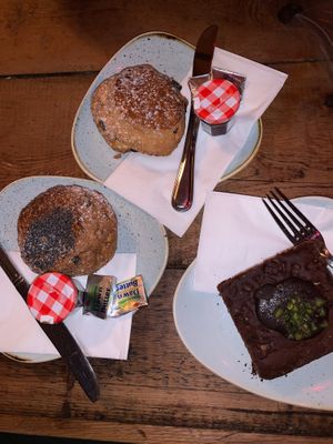 Vegan brownie, apple & cinnamon scone, fruit scone  at J.M. Reidys in Killarney
