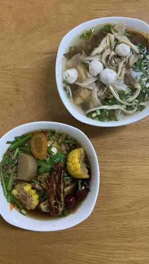 Braised meat soup and Pho  at Tue Tin Chay Quan in Ho Chi Minh City