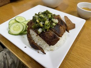 Rice & vegan grilled meat, 40,000 VND  at Tue Tin Chay Quan in Ho Chi Minh City