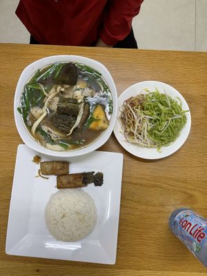 Soup and rice   at Tue Tin Chay Quan in Ho Chi Minh City