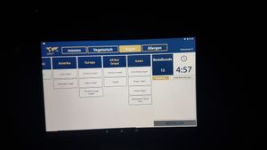 The vegan menu on the tablet at Masons Taste the World in Kaiserslautern