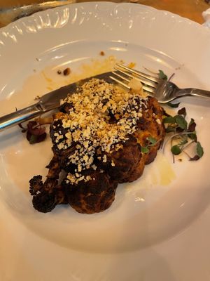 The cauliflower steak (I already had a few bites!)   at Pomelo Bistro Bar in Gdansk