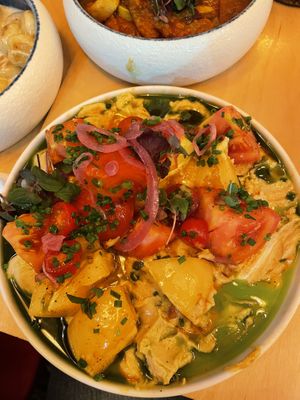 The large hummus & tomato side   at Pomelo Bistro Bar in Gdansk
