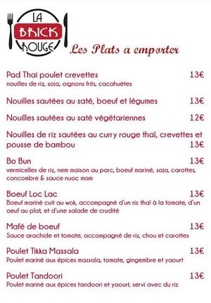 Menu bis at La Brick Rouge in Dinan