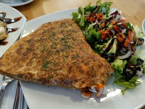 Savory crepe with a side salad at The Cottage in Londonderry