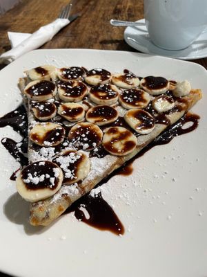 Chocolate and banana crepe at The Cottage in Londonderry