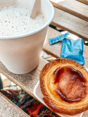 Vegan nata and soy coffee at Vegan Nata - Chiado in Lisbon