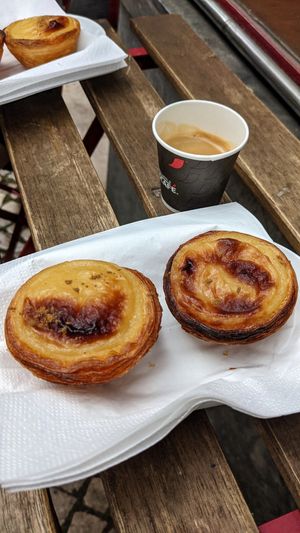 Pasteis de nata and espresso coffee at Vegan Nata - Chiado in Lisbon