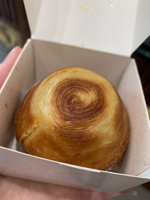 Vegan pastel de nata upside down (great lamination)  at Vegan Nata - Chiado in Lisbon