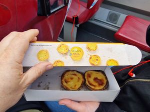 Already ate 2...can we resist? Nope! at Vegan Nata - Chiado in Lisbon