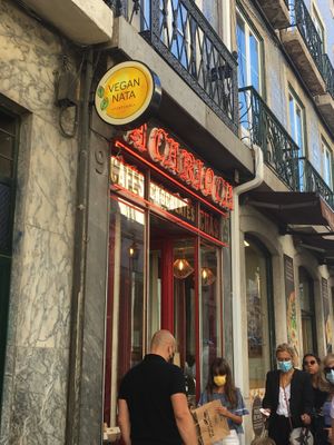 Street view at Vegan Nata - Chiado in Lisbon