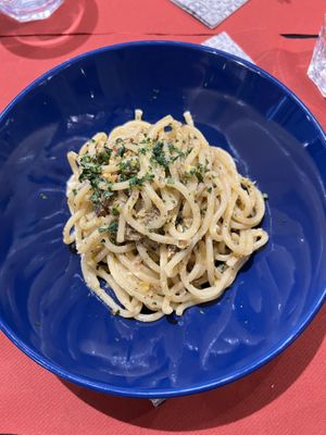 Vegan pistachio pesto pasta  at Bacarretto in Venice