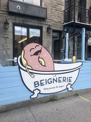 Outside at La Beignerie in Montreal