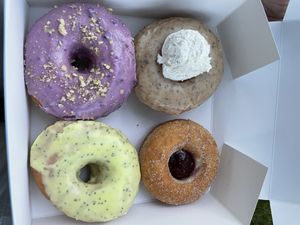 Top right Phileas, bottom left passion fruit, other two I can’t remember but my stomach will never forget   at La Beignerie in Montreal