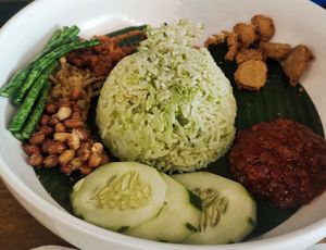 Vegan chicken nasi lemak at Veggie Recipe in Bandar Seri Begawan