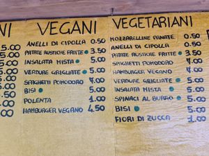 Vegan & vegetarian menu at Taverna Tipica Veneziana in Venice