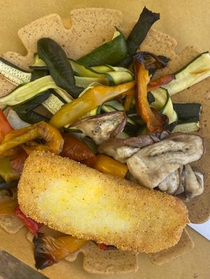 Polenta and grilled vegetables   at Taverna Tipica Veneziana in Venice