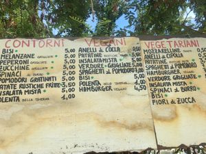 Menu at Taverna Tipica Veneziana in Venice