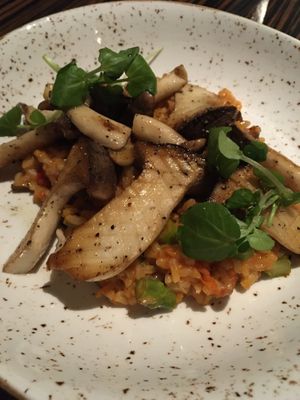 Seared mushrooms with tomato risotto (modified vegan but vegetarian as-is) at Roy's in Lahaina