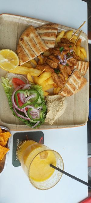 Vegan souvlaki at Alkionis Sports Bar & Grill in Rhodes
