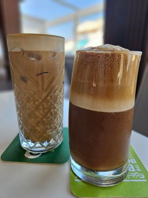 Iced café latte & frappé with oat milk at Alkionis Sports Bar & Grill in Rhodes