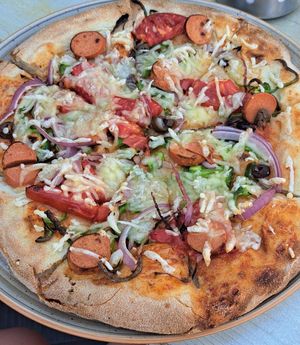 Vegan pizza at Alkionis Sports Bar & Grill in Rhodes