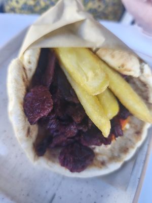 Vegan gyros pita at Alkionis Sports Bar & Grill in Rhodes