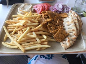 Vegan gyros plate at Alkionis Sports Bar & Grill in Rhodes