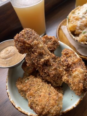 Fried pickles and yummy dip  at Beech Tree Craft Beer in Queenstown