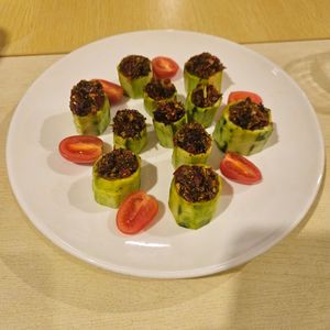 XO sauce on luffa rolls (private dining) at GreenWoods - 綠野林 in Kowloon