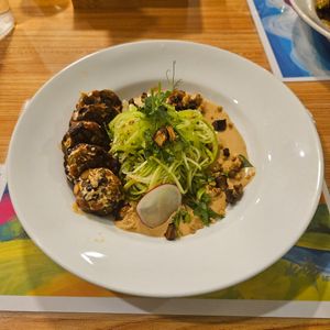 Sichuan Flavor Dandan noodles with tri-color tempeh (private dining) at GreenWoods - 綠野林 in Kowloon