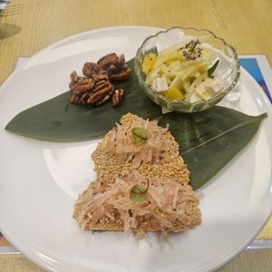 Bitter melons, pecans, flax crackers (private dining) at GreenWoods - 綠野林 in Kowloon