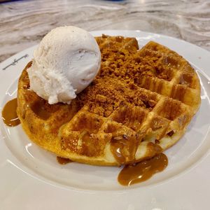 Vegan Biscoff waffle at Heavenly Desserts in Peterborough